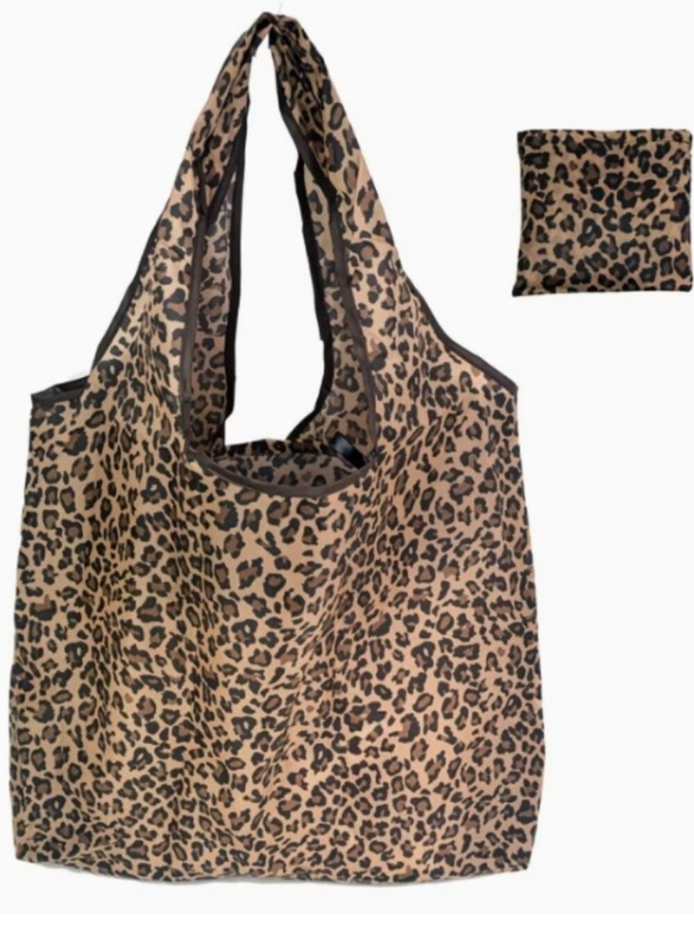 NEW Leopard Print Foldable Tote Bag - Lightweight Nylon/Polyester Leakproof